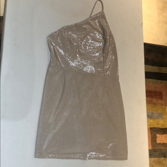 Gold Asymmetrical Mini Dress - Picture 3 of 4